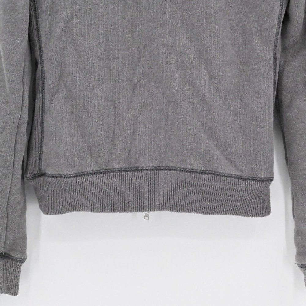 HOLLISTER Womens Gray Logo Applique Full Zip Hooded Jacket Sherpa Lined Size M - Picture 8 of 8